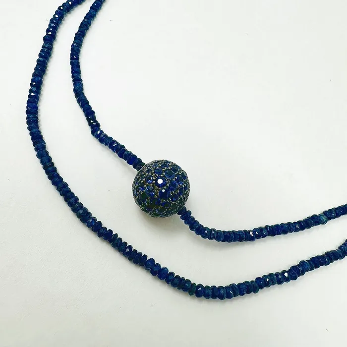 Necklaces 38 Sapphire Bead Necklace with Sapphire Ball Element Jewelry