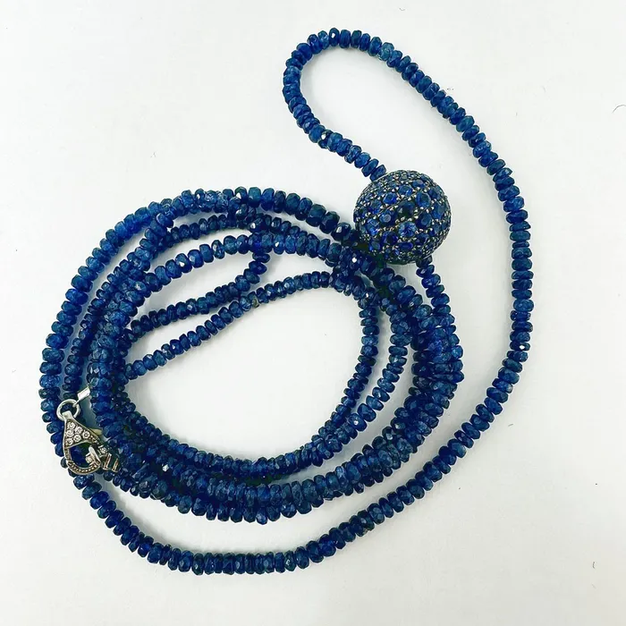 Necklaces 38 Sapphire Bead Necklace with Sapphire Ball Element Jewelry