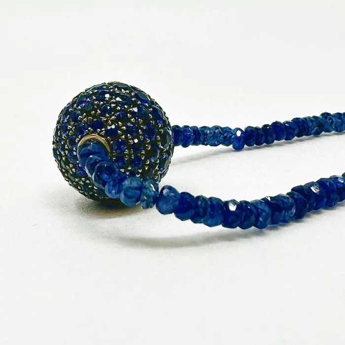 Necklaces 38 Sapphire Bead Necklace with Sapphire Ball Element Jewelry