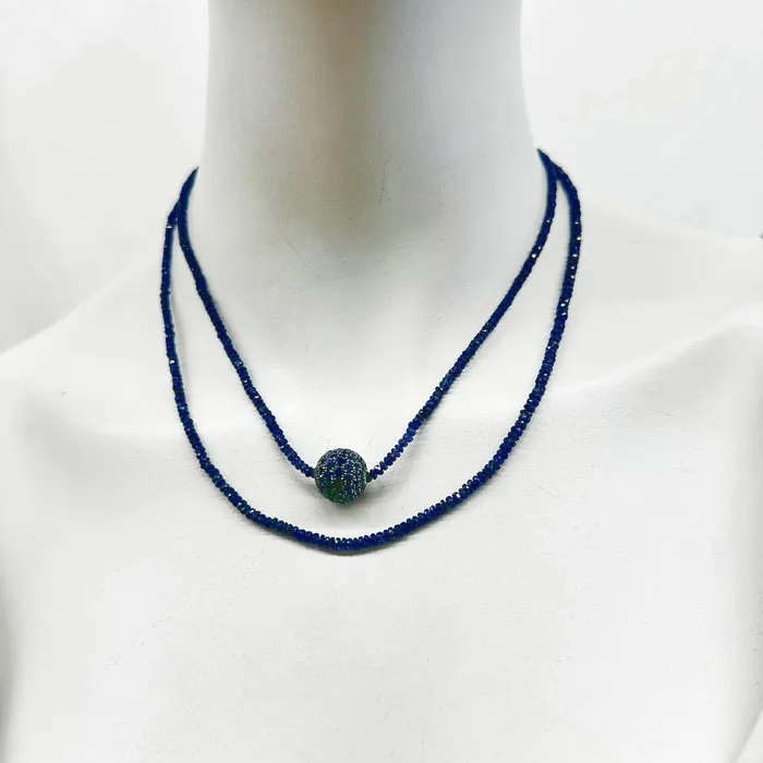 Necklaces 38 Sapphire Bead Necklace with Sapphire Ball Element Jewelry