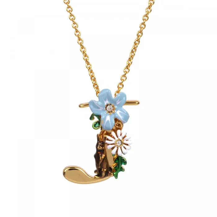 Necklaces Les Nereides Les Nereides Blossoming Alphabet Necklace Letter J