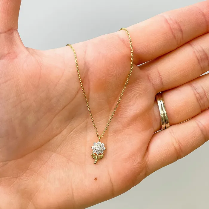 Necklaces Prep Obsessed PR Crystal Flower GoldDipped Pendant Necklace