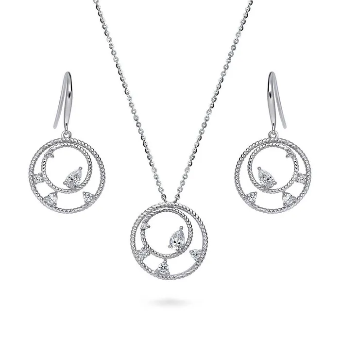 Open Circle Cable CZ Set in Sterling Silver BERRICLE Rings