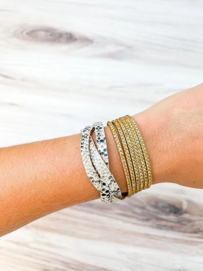Prep Obsessed CT Rhinestone Snake Wrap Bracelet Bracelets