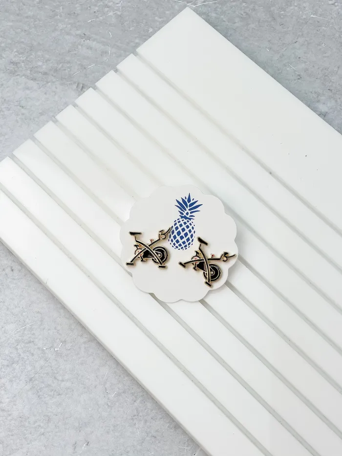 Prep Obsessed LM Spin Bike Enamel Stud Earrings by Prep Obsessed Earrings