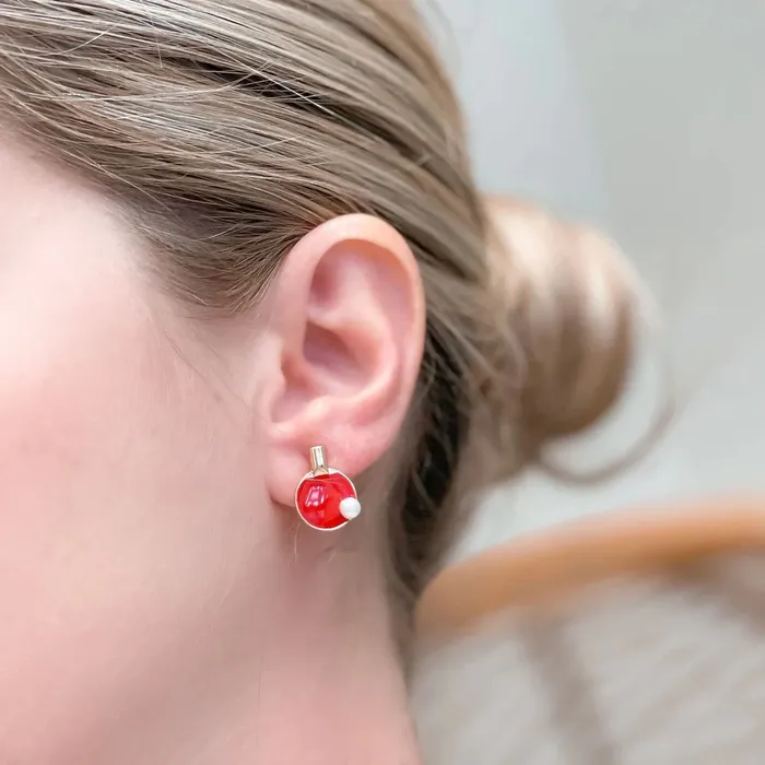 Prep Obsessed PR Earrings Paddle Ball Enamel Stud Earrings