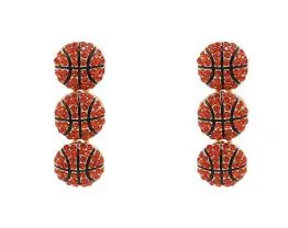 Prep Obsessed PR Earrings Sporty Rhinestone Trio Dangle Earrings Basketball