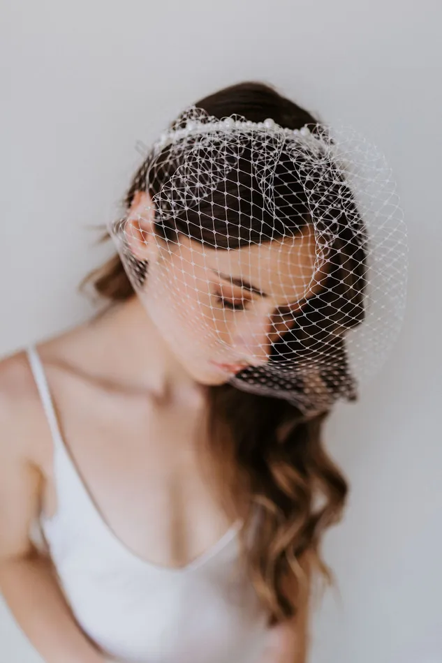 Rings Allison Pearl Band Birdcage Veil UntamedPetals