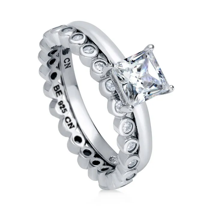 Rings BERRICLE Bubble Solitaire 1ct CZ Ring Set in Sterling Silver
