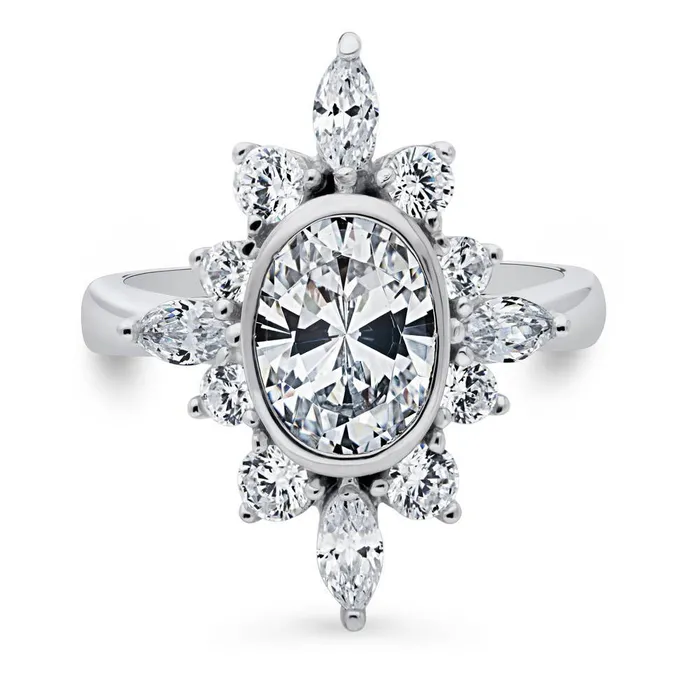 Rings BERRICLE Flower Art Deco CZ Ring in Sterling Silver
