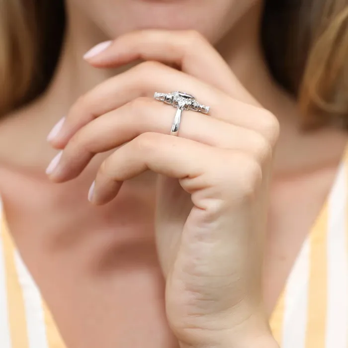 Rings BERRICLE Flower Art Deco CZ Ring in Sterling Silver
