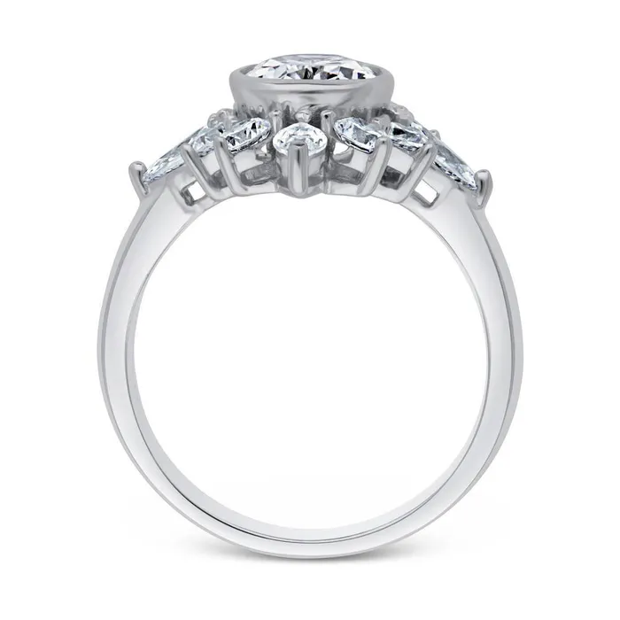 Rings BERRICLE Flower Art Deco CZ Ring in Sterling Silver
