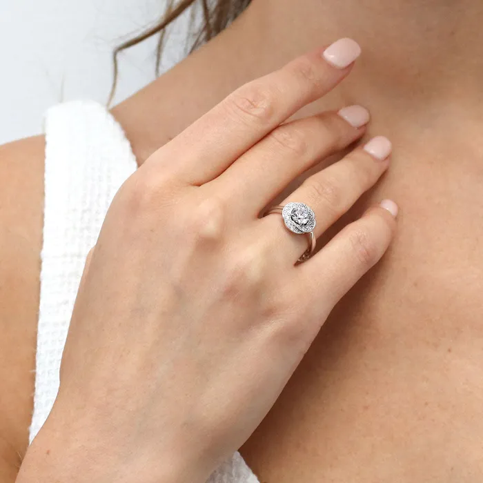 Rings BERRICLE Flower Woven CZ Ring in Sterling Silver