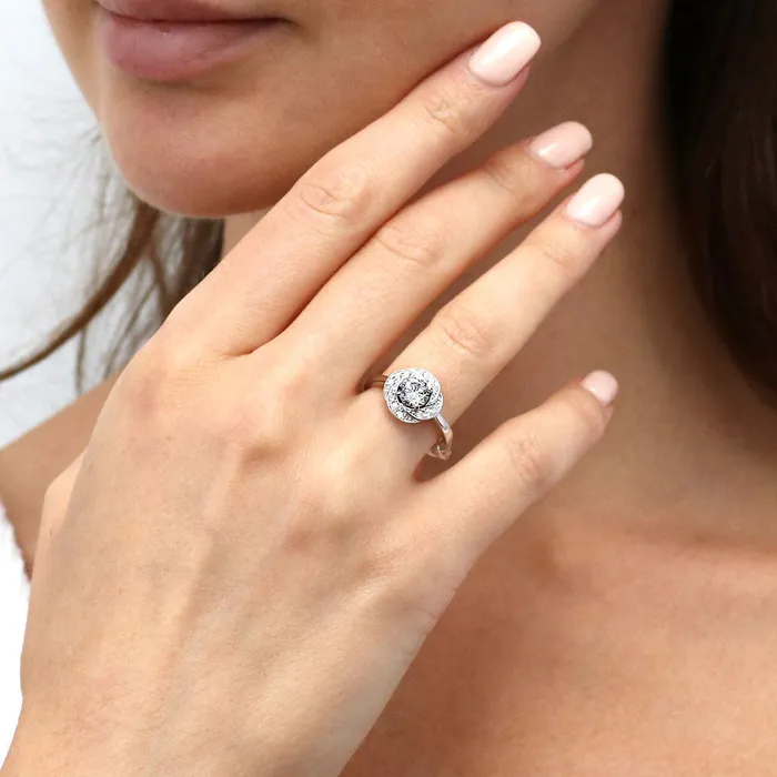 Rings BERRICLE Flower Woven CZ Ring in Sterling Silver