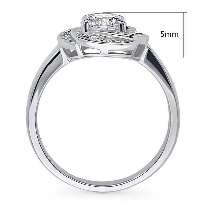 Rings BERRICLE Flower Woven CZ Ring in Sterling Silver