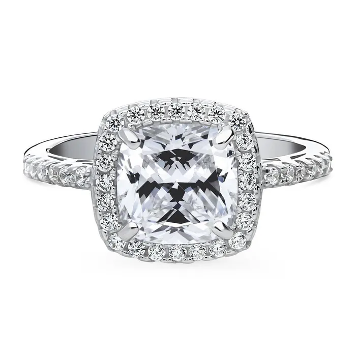 Rings BERRICLE Halo Cushion Cut CZ Ring in Sterling Silver