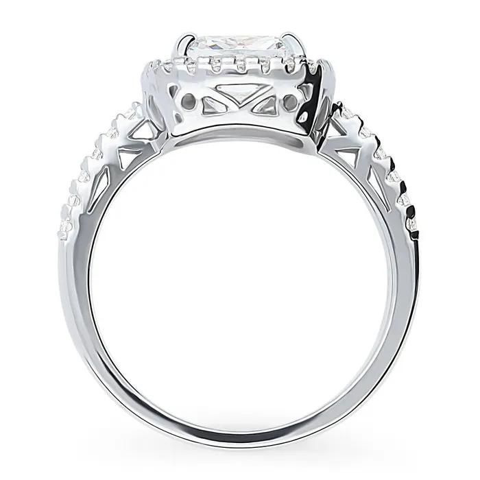 Rings BERRICLE Halo Cushion Cut CZ Ring in Sterling Silver