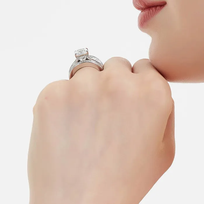 Rings BERRICLE Solitaire 3ct Cushion CZ Ring Set in Sterling Silver
