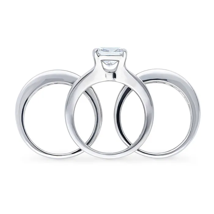 Rings BERRICLE Solitaire 3ct Cushion CZ Ring Set in Sterling Silver