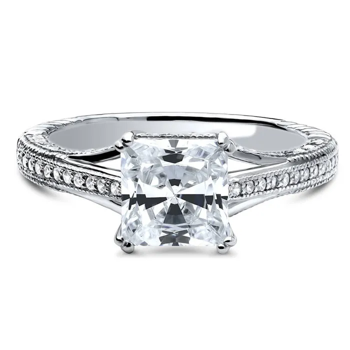Rings BERRICLE Solitaire Art Deco 2ct Princess CZ Ring in Sterling Silver