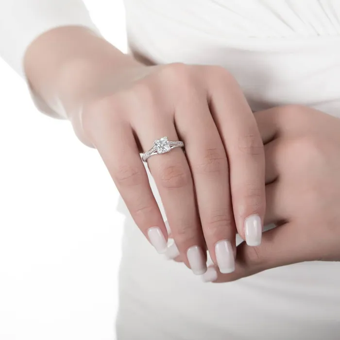 Rings BERRICLE Solitaire Art Deco 2ct Princess CZ Ring in Sterling Silver