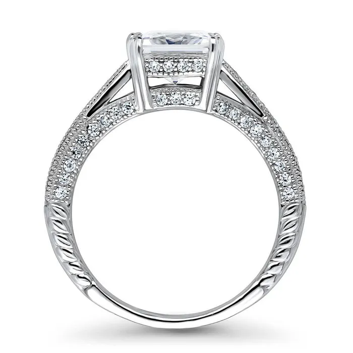 Rings BERRICLE Solitaire Art Deco 2ct Princess CZ Ring in Sterling Silver