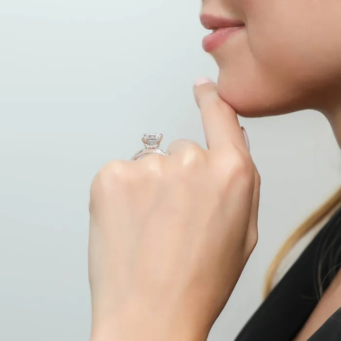 Rings BERRICLE Solitaire Hidden Halo 3ct Princess CZ Ring in Sterling Silver