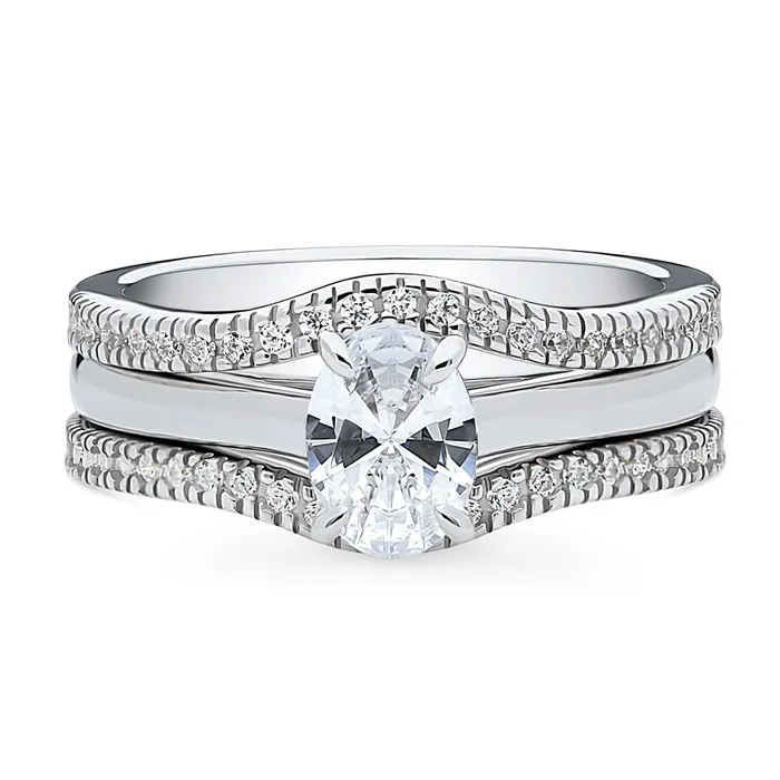 Rings BERRICLE Solitaire Wishbone 07ct Oval CZ Ring Set in Sterling Silver
