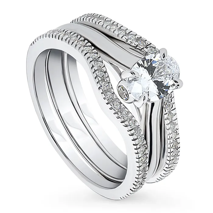 Rings BERRICLE Solitaire Wishbone 07ct Oval CZ Ring Set in Sterling Silver