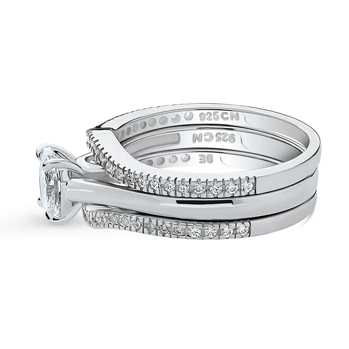 Rings BERRICLE Solitaire Wishbone 07ct Oval CZ Ring Set in Sterling Silver
