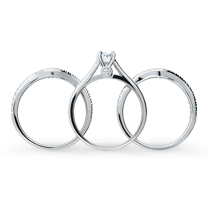 Rings BERRICLE Solitaire Wishbone 07ct Oval CZ Ring Set in Sterling Silver