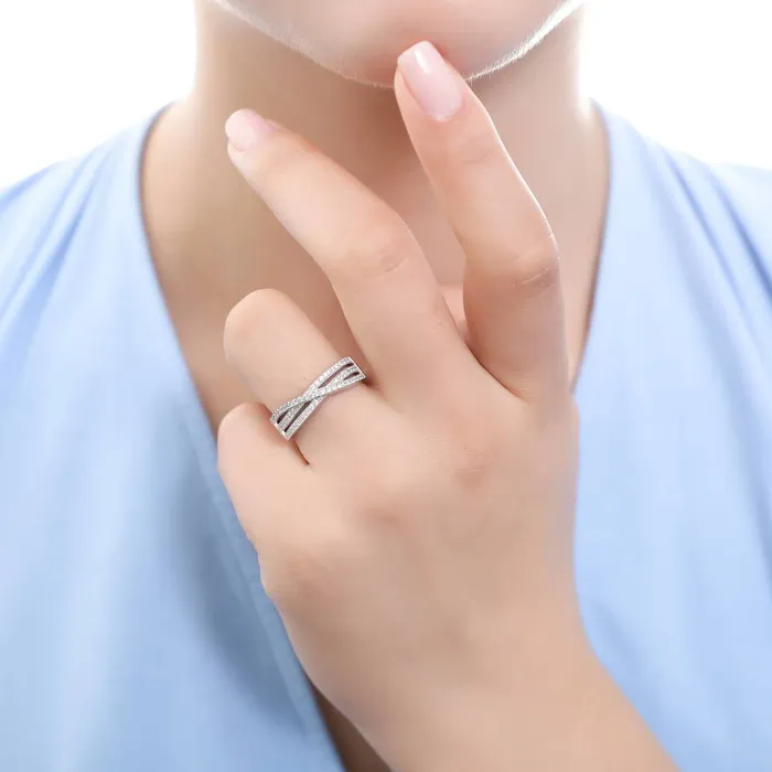 Rings BERRICLE Woven CZ Ring in Sterling Silver