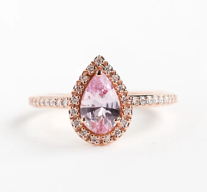 Rings Capucinne Andie Pear Sapphire Diamond Ring Ready to Ship