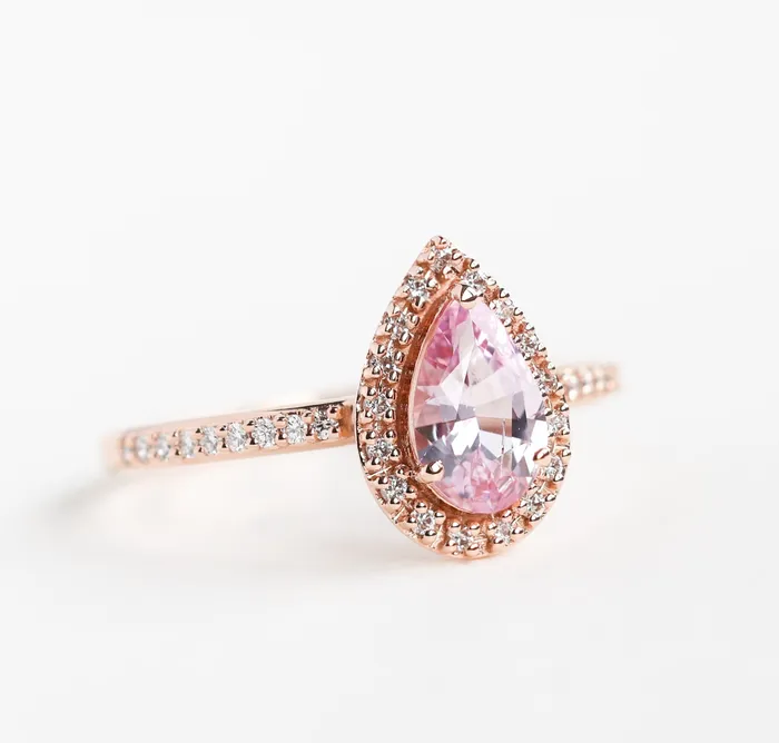 Rings Capucinne Andie Pear Sapphire Diamond Ring Ready to Ship