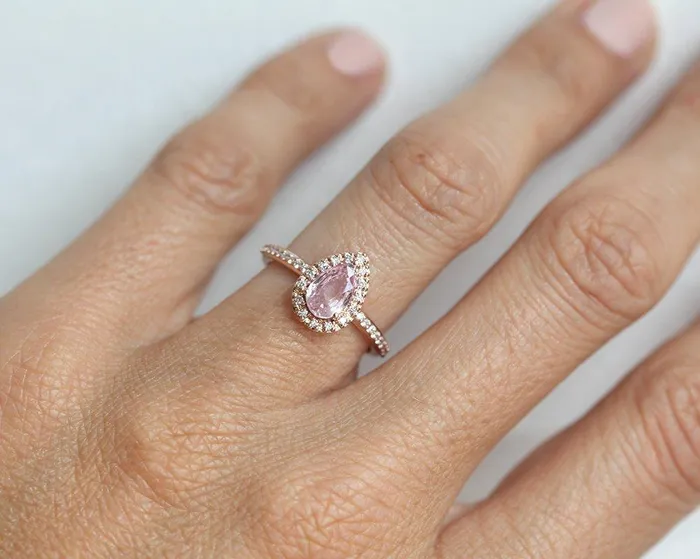 Rings Capucinne Andie Pear Sapphire Diamond Ring Ready to Ship