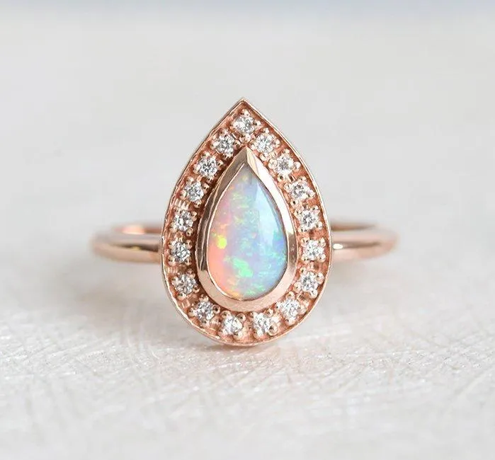 Rings capucinne Denise Opal Diamond Ring Ready to Ship