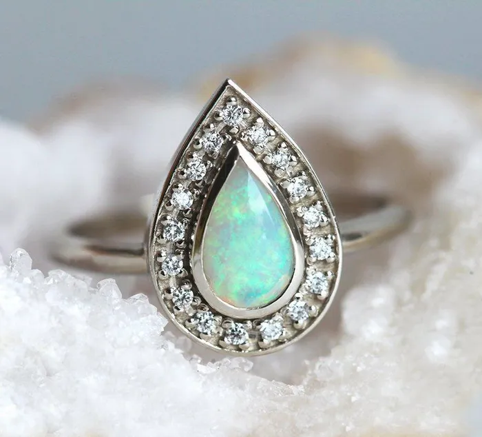 Rings capucinne Denise Opal Diamond Ring Ready to Ship