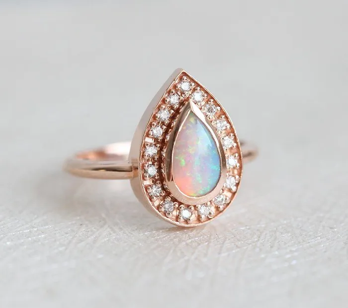 Rings capucinne Denise Opal Diamond Ring Ready to Ship