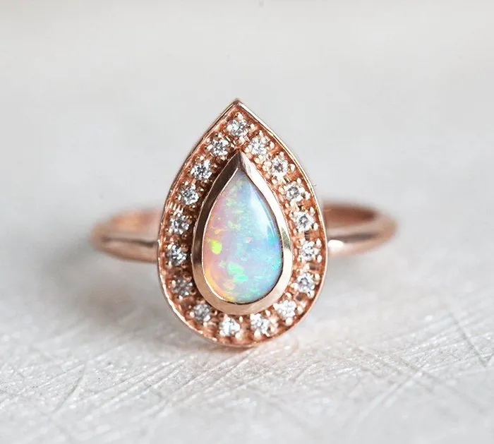 Rings capucinne Denise Opal Diamond Ring Ready to Ship