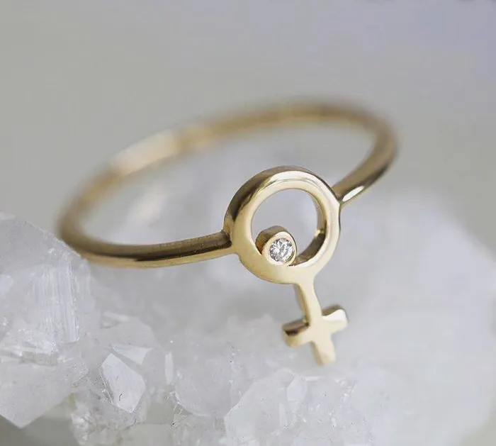 Rings Capucinne Diamond Ring Rose Gold Female Symbol Ring