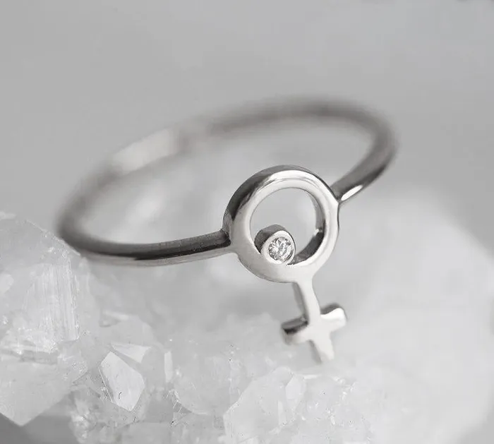 Rings Capucinne Diamond Ring Rose Gold Female Symbol Ring