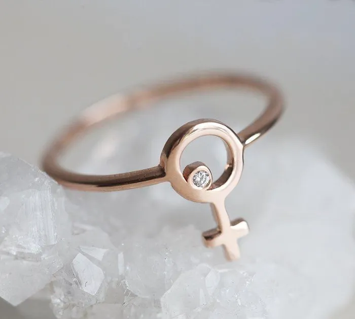 Rings Capucinne Diamond Ring Rose Gold Female Symbol Ring