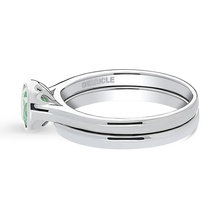 Rings Solitaire 08ct Green Bezel CZ Ring Set in Sterling Silver BERRICLE