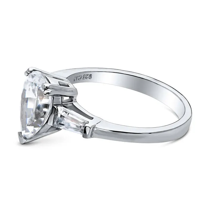 Rings Solitaire 18ct Pear CZ Ring in Sterling Silver BERRICLE