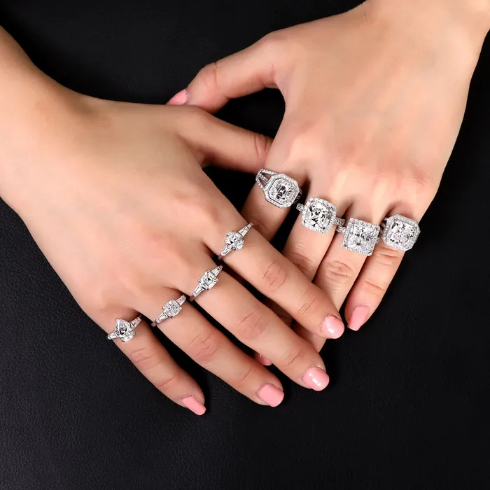 Rings Solitaire 18ct Pear CZ Ring in Sterling Silver BERRICLE