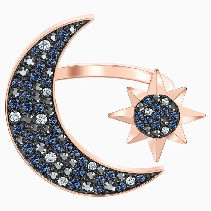 Rings Swarovski Swarovski Symbolic Moon Ring MultiEd RoseGold Tone Size 55