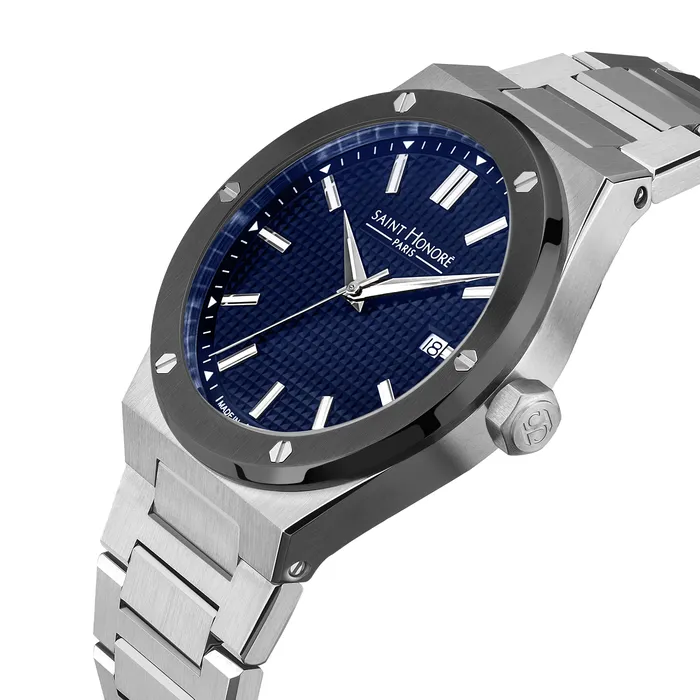 Saint Honore Haussman II Gents Blue Dial Stainless Steel Watch Saint Honore Watches