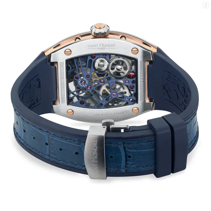 Saint Honore Watches Saint Honore Monceau Mens Tourbillon Blue Open Dial Blue Case Leather Starp Watch