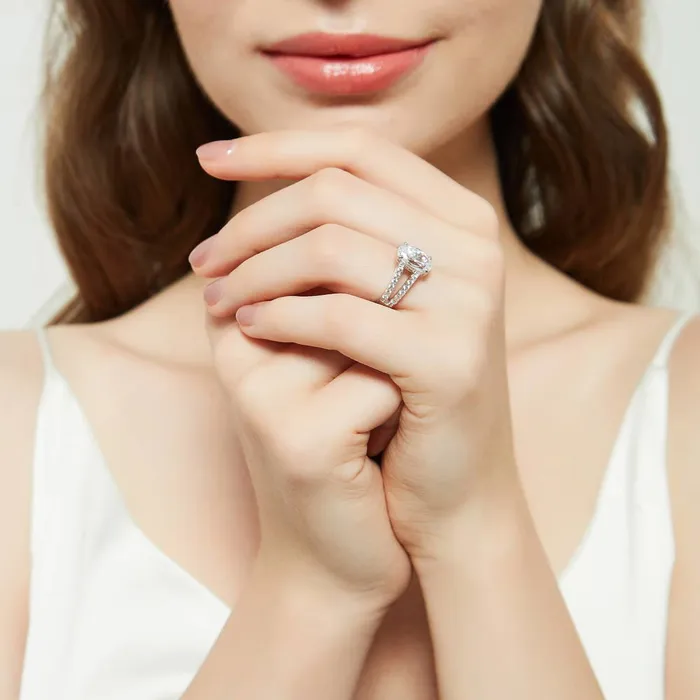 Solitaire 27ct Oval CZ Split Shank Ring in Sterling Silver BERRICLE Rings