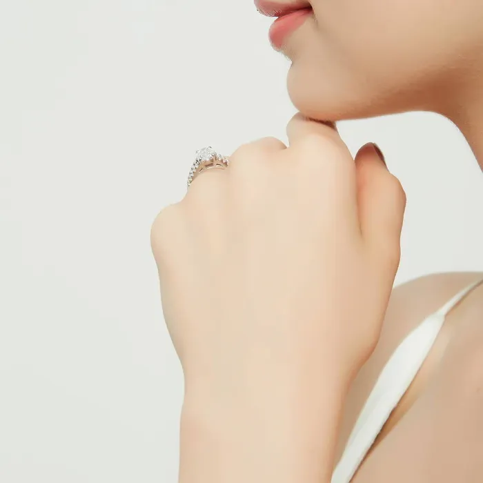 Solitaire 27ct Oval CZ Split Shank Ring in Sterling Silver BERRICLE Rings